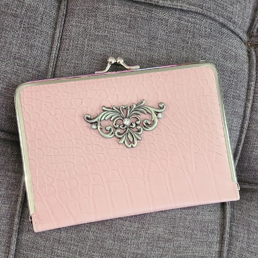 Vtg Pink Croc-Embossed Clutch Photo Album‎ 16 Spots